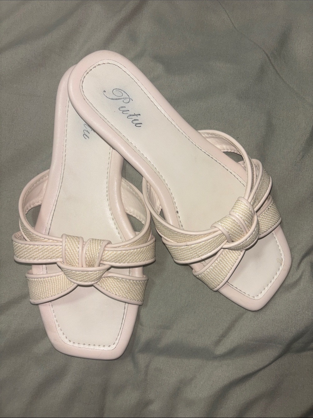 SHEIN Cream Knotted Slide Sandals